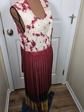Select Tie Dye Boho Maxi Dress Embroidered Mirror Work Women's Size Large